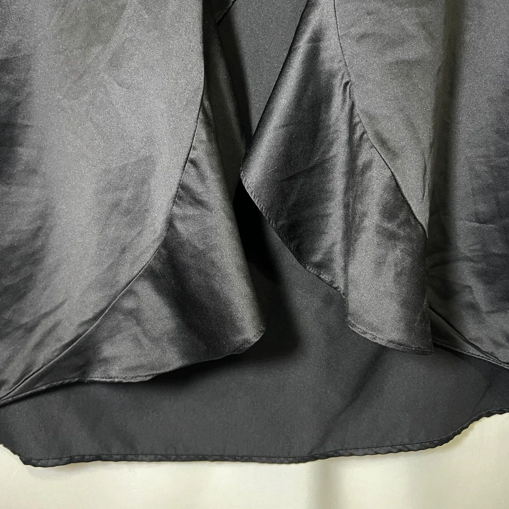 Victoria Secret Black Satin Ruffle Kimono Robe One Size Lingerie